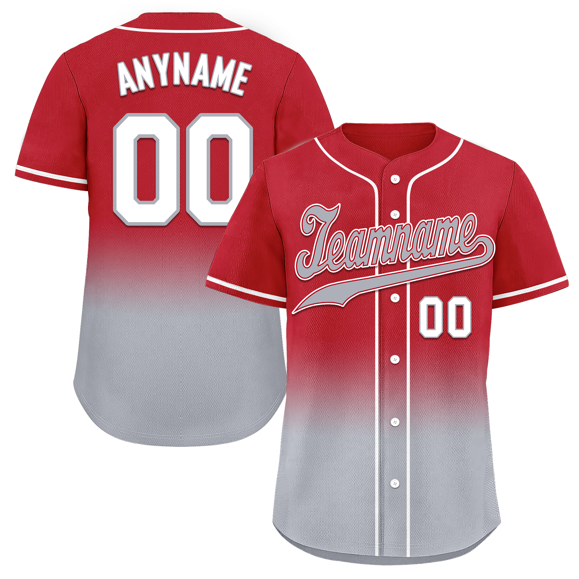 Custom Red Grey Fade Fashion Personalized Authentic Baseball Jersey BSBJ01-D0a70bb