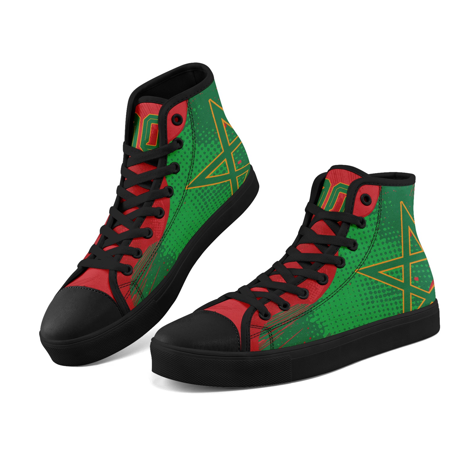 Custom Morocco 2026 World Cup Sneakers DIY Country Flag Running Shoes Lightweight Sport Shoes Gift for Football Fans Personalized Team Name and Logo FN024-F009090-4