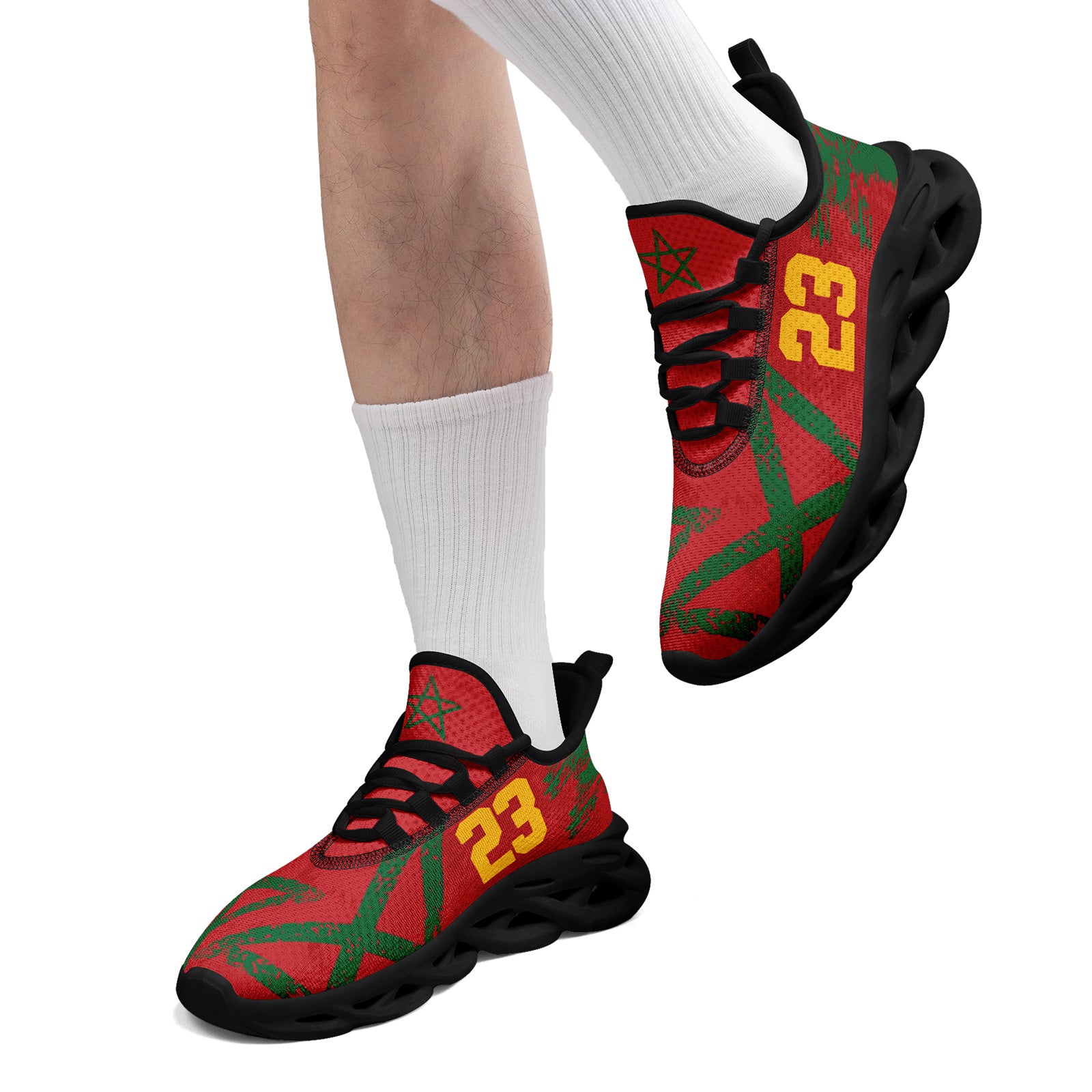 Custom Morocco 2026 World Cup Sneakers DIY Country Flag Running Shoes Lightweight Sport Shoes Gift for Football Fans Personalized Team Name and Logo FN003-F009115-4