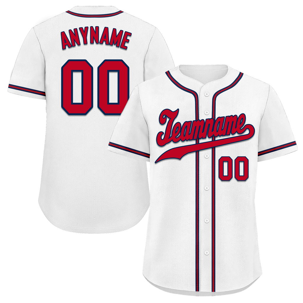 Custom White Classic Style Red Personalized Authentic Baseball Jersey BSBJ01-bd0facb