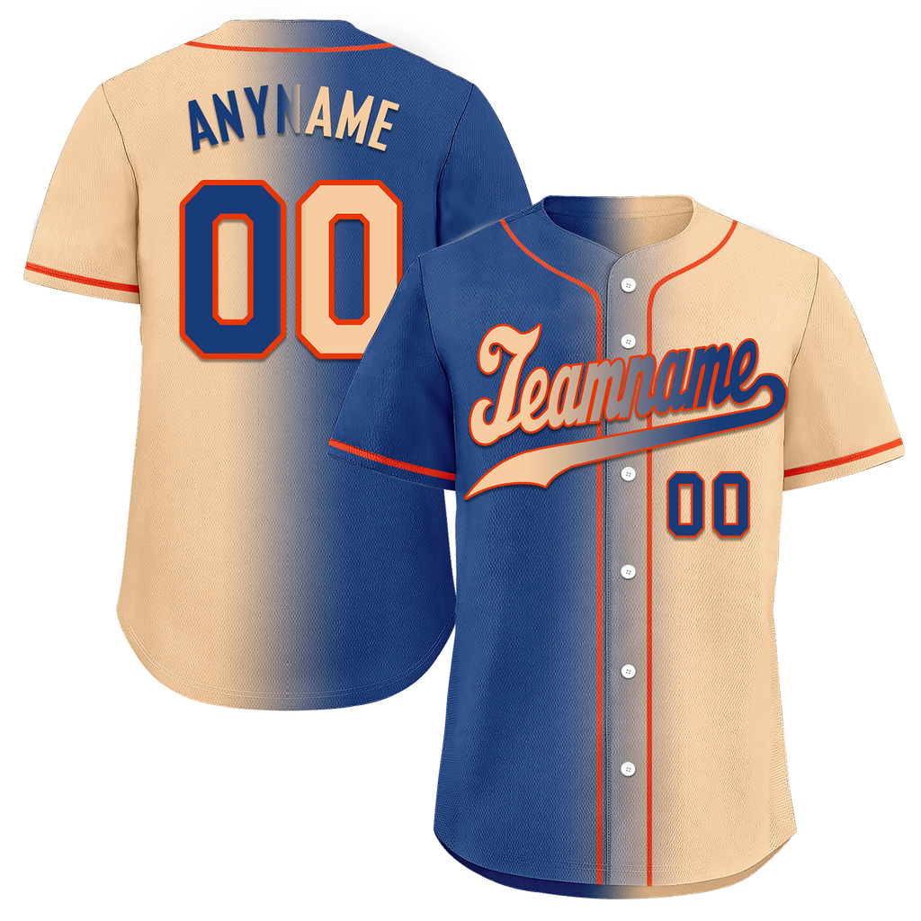 Custom Blue Beige Gradient Fashion Personalized Authentic Baseball Jersey BSBJ01-D0a7077