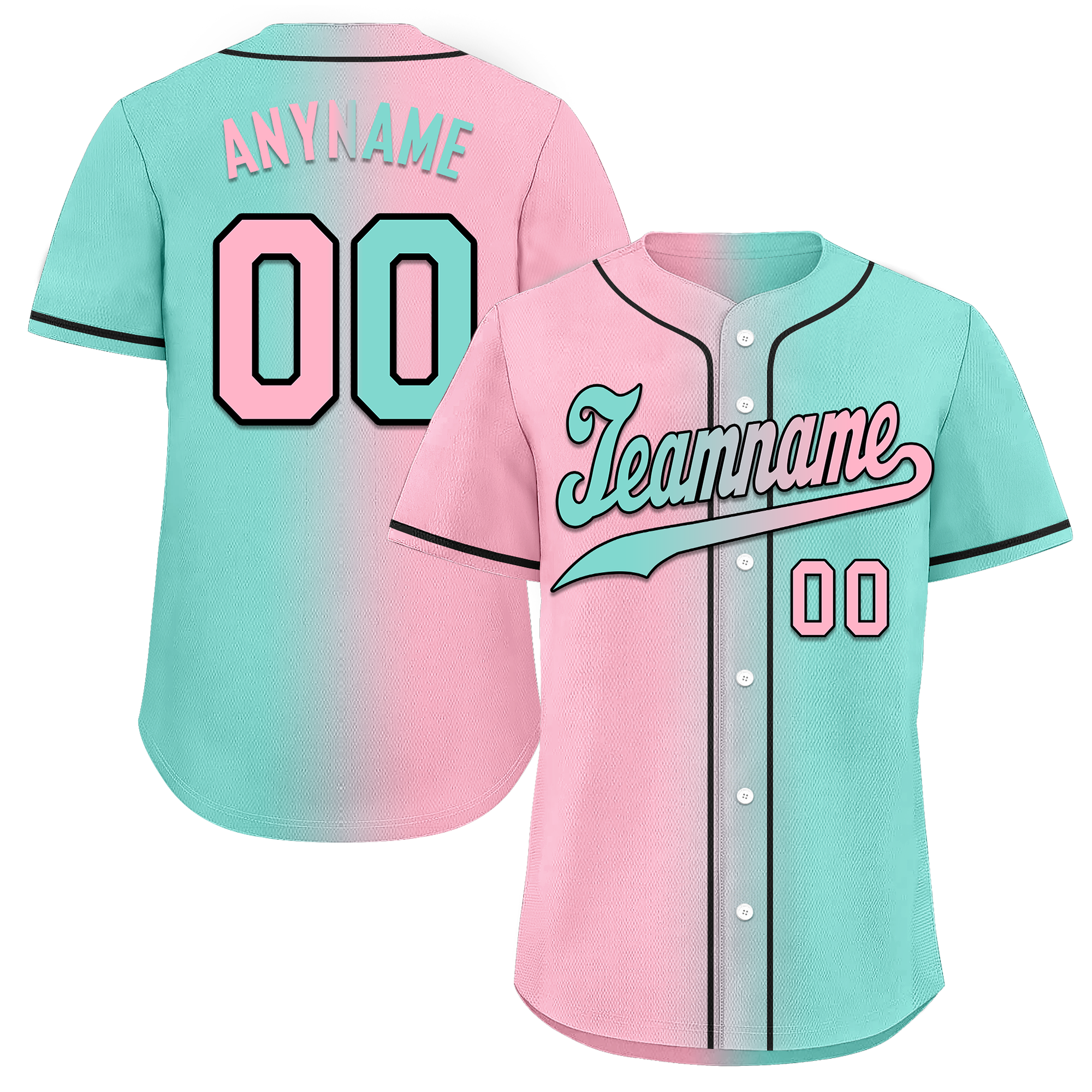 Custom Pink Cyan Gradient Fashion Personalized Authentic Baseball Jersey BSBJ01-D0a708b