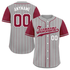 Custom Gray Red Stripe Embroidered Baseball Jersey