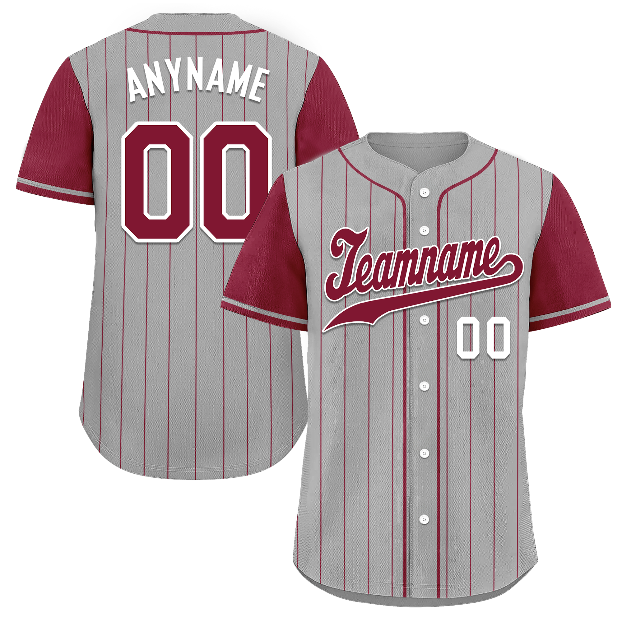 Custom Gray Red Stripe Embroidered Baseball Jersey