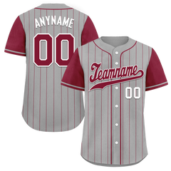 Custom Gray Red Stripe Fashion Personalized Authentic Baseball Jersey BSBJ01-D017260