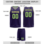 Custom Purple Green Gold New Orleans City Edition Personalized Reversible Basketball Set Sports Basketball Jersey BBJ01R-D0610-19-COOLMAX