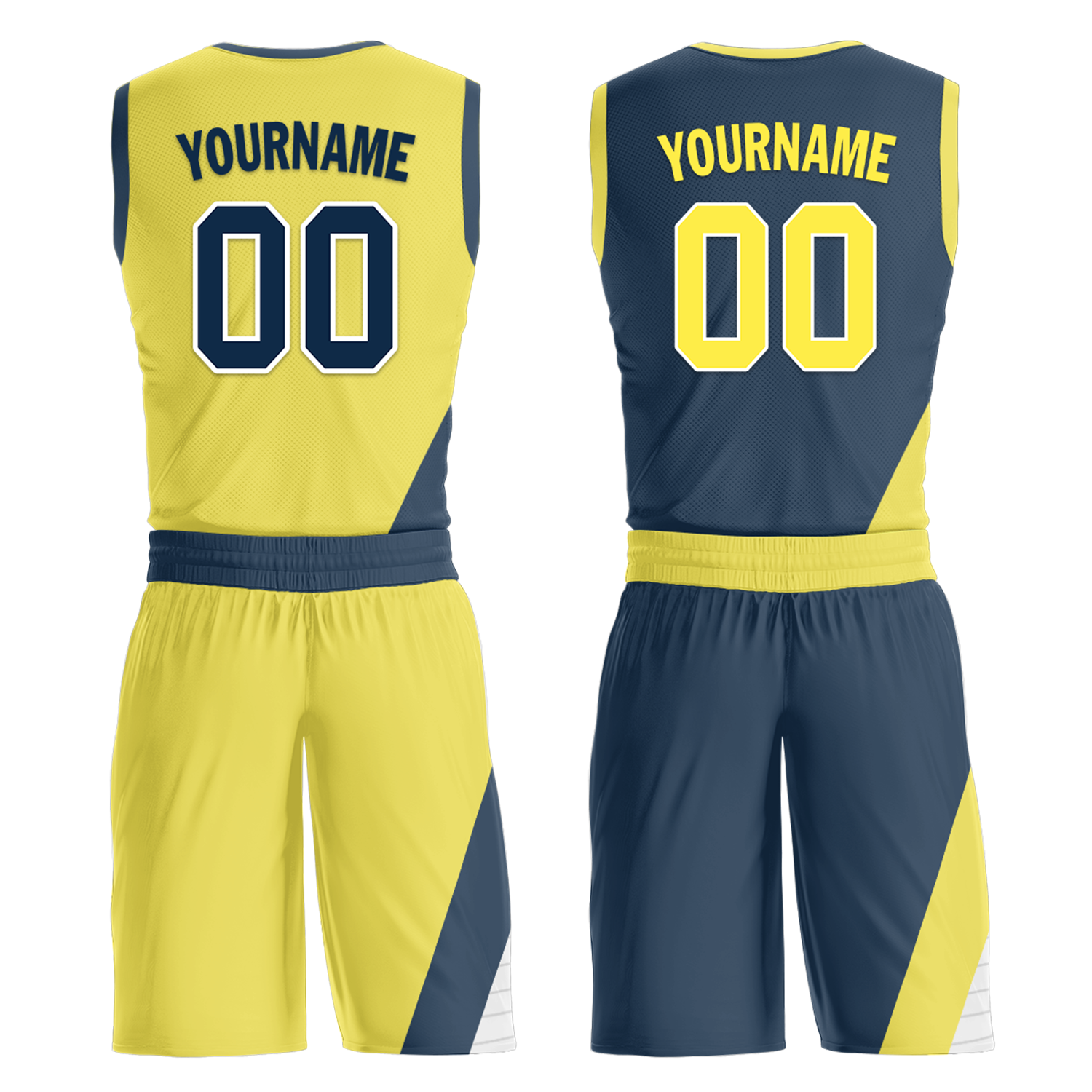 Custom Yellow Blue Classic Style Reversible Basketball Uniform Personalized Ordinary BBJR-D017060
