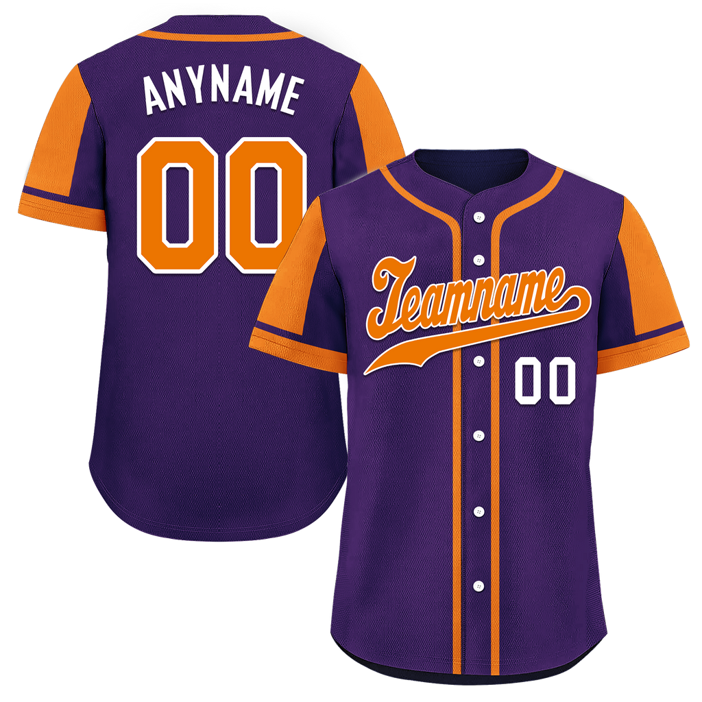 Custom Purple Orange Raglan Sleeves Personalized Authentic Baseball Jersey BSBJ01-D017184