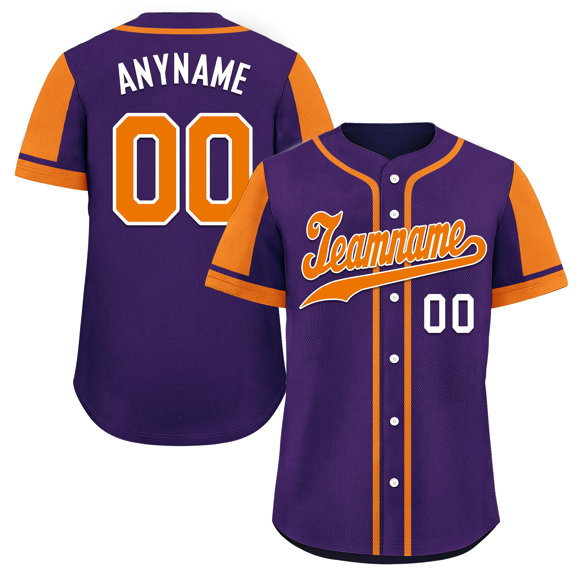 Custom Purple Orange Raglan Sleeves Personalized Authentic Baseball Jersey BSBJ01-D017184