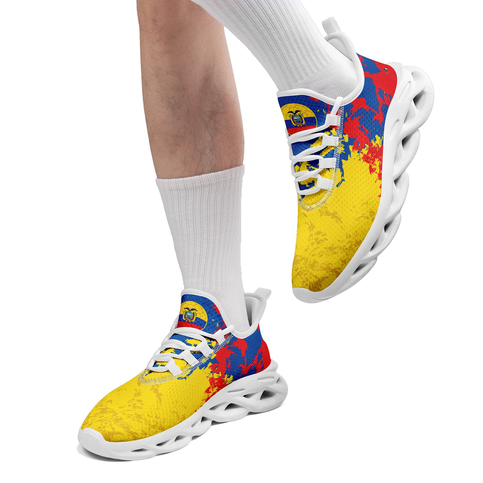 Custom Ecuador 2026 World Cup Sneakers DIY Country Flag Running Shoes Lightweight Sport Shoes Gift for Football Fans Personalized Team Name and Logo FN003-F009077-1