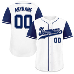 Custom White Blue Raglan Sleeves Personalized Authentic Baseball Jersey BSBJ01-D020200-5