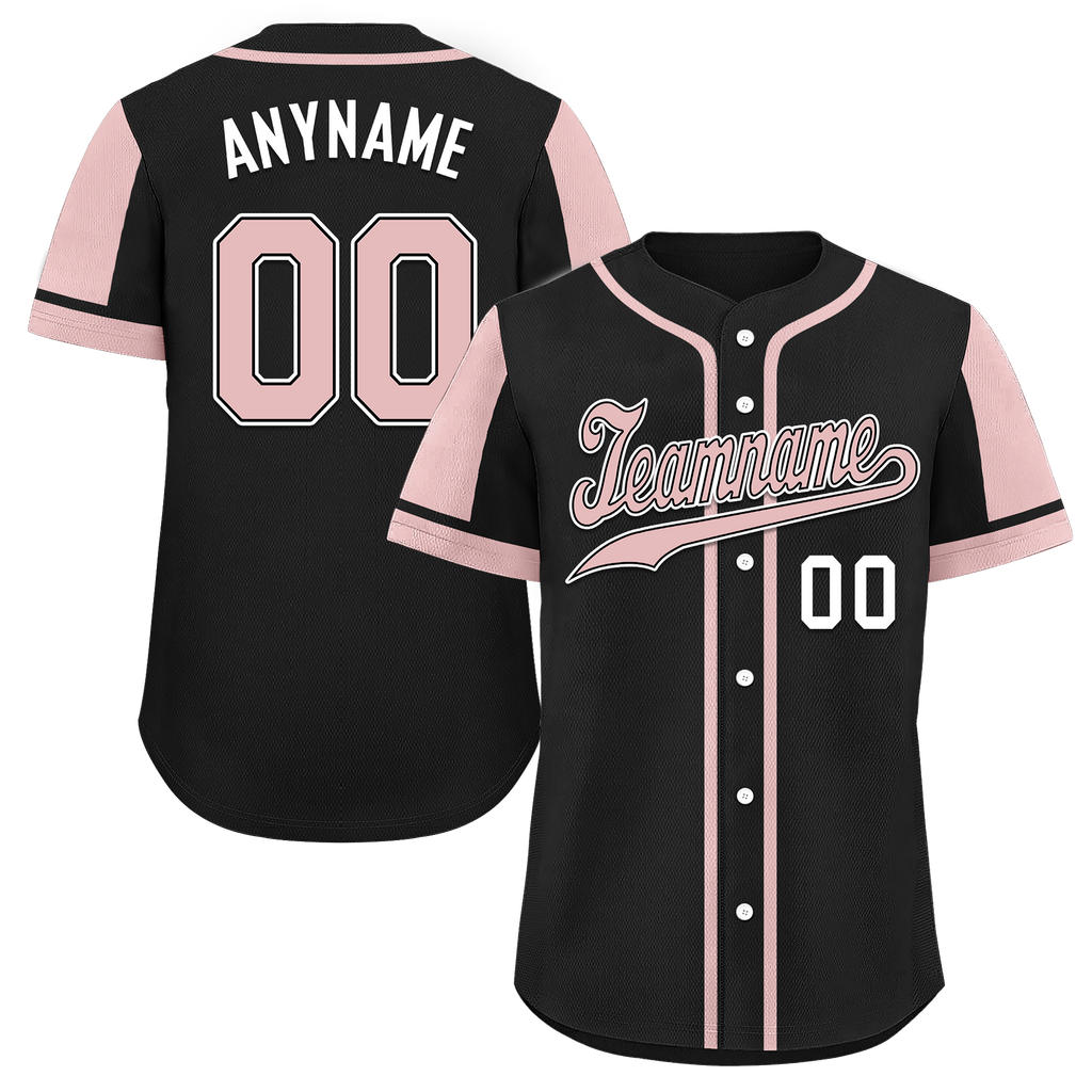 Custom Black Pink Raglan Sleeves Personalized Authentic Baseball Jersey BSBJ01-D017197
