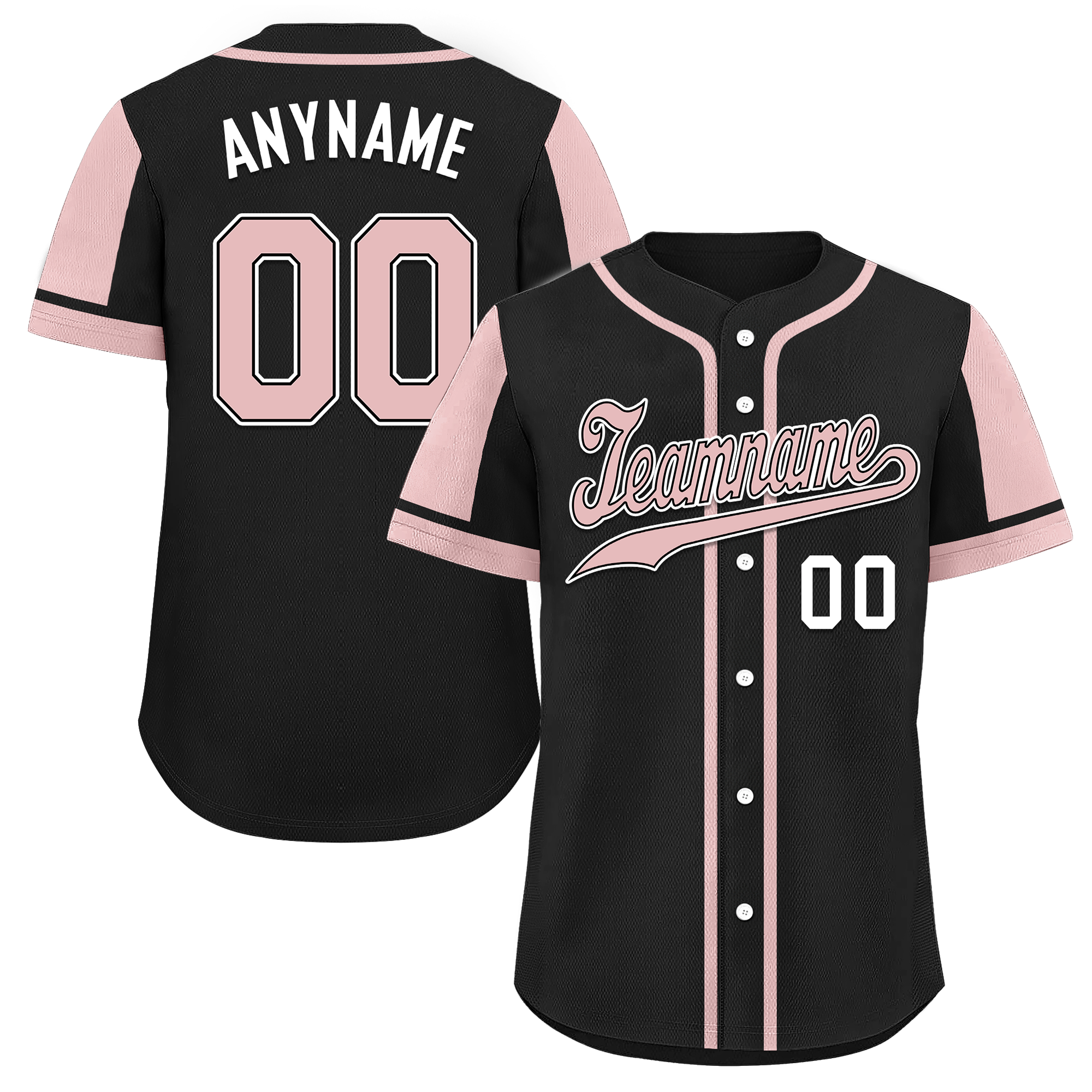 Custom Black Pink Raglan Sleeves Personalized Authentic Baseball Jersey BSBJ01-D017197