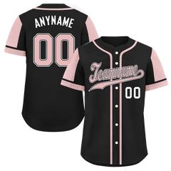 Custom Black Pink Raglan Sleeves Personalized Authentic Baseball Jersey BSBJ01-D017197