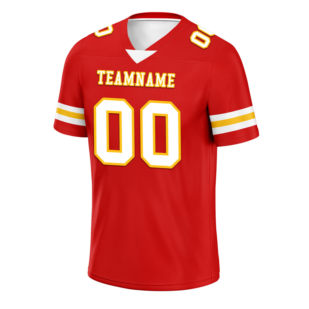 Custom Red Yellow Kansas City Personalized Authentic Football Jersey FBJ02-E0601-2