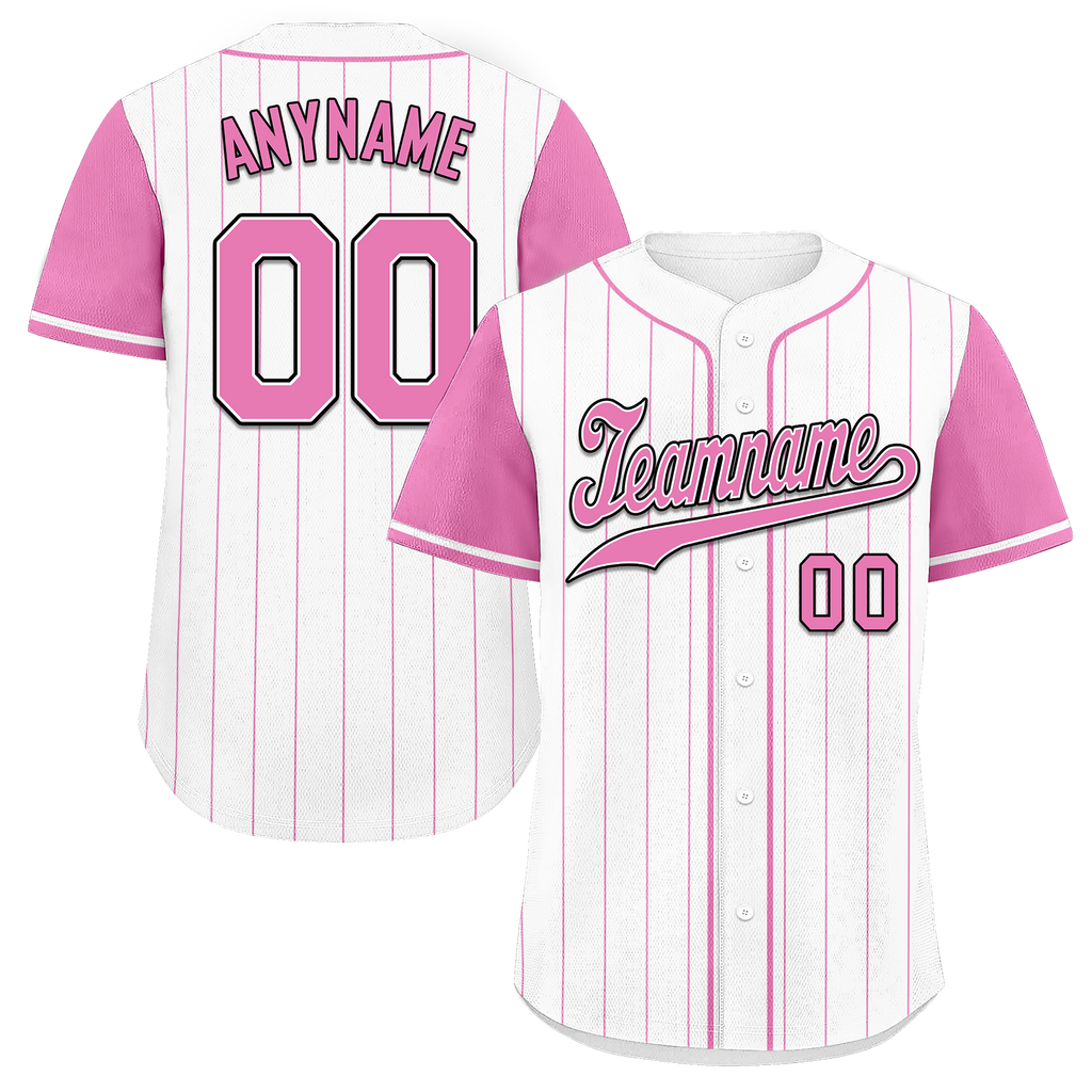 Custom White Pink Stripe Fashion Personalized Authentic Baseball Jersey BSBJ01-D017225