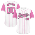 Custom White Pink Stripe Fashion Personalized Authentic Baseball Jersey BSBJ01-D017225