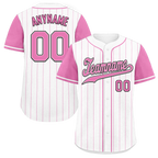Custom White Pink Stripe Fashion Personalized Authentic Baseball Jersey BSBJ01-D017225
