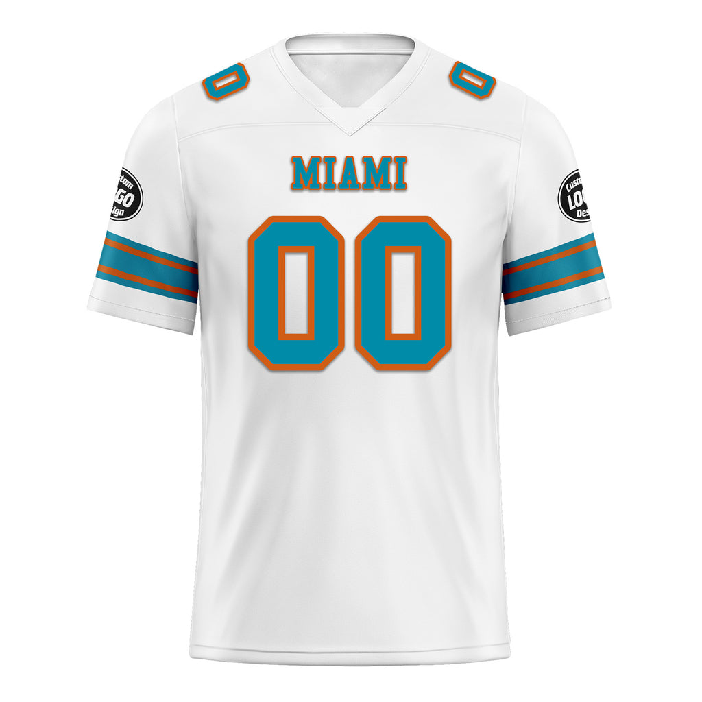 Custom White Miami Personalized Authentic Football Jersey FBJ02-D020256-21