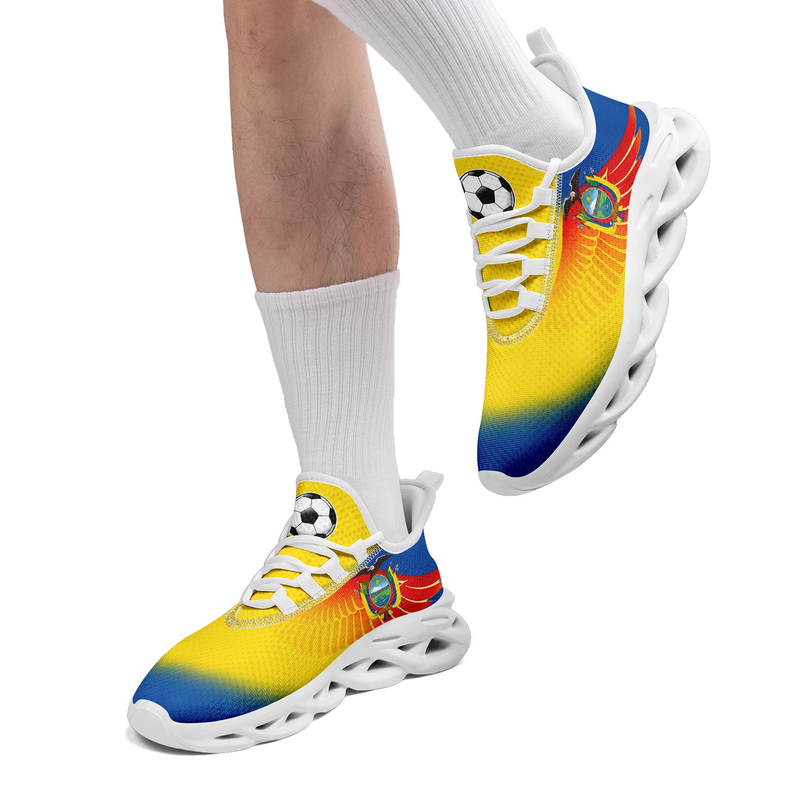 Custom Ecuador 2026 World Cup Sneakers DIY Country Flag Running Shoes Lightweight Sport Shoes Gift for Football Fans Personalized Team Name and Logo FN003-F009077-2