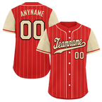 Custom Red Yellow Stripe Fashion Personalized Authentic Baseball Jersey BSBJ01-D017236