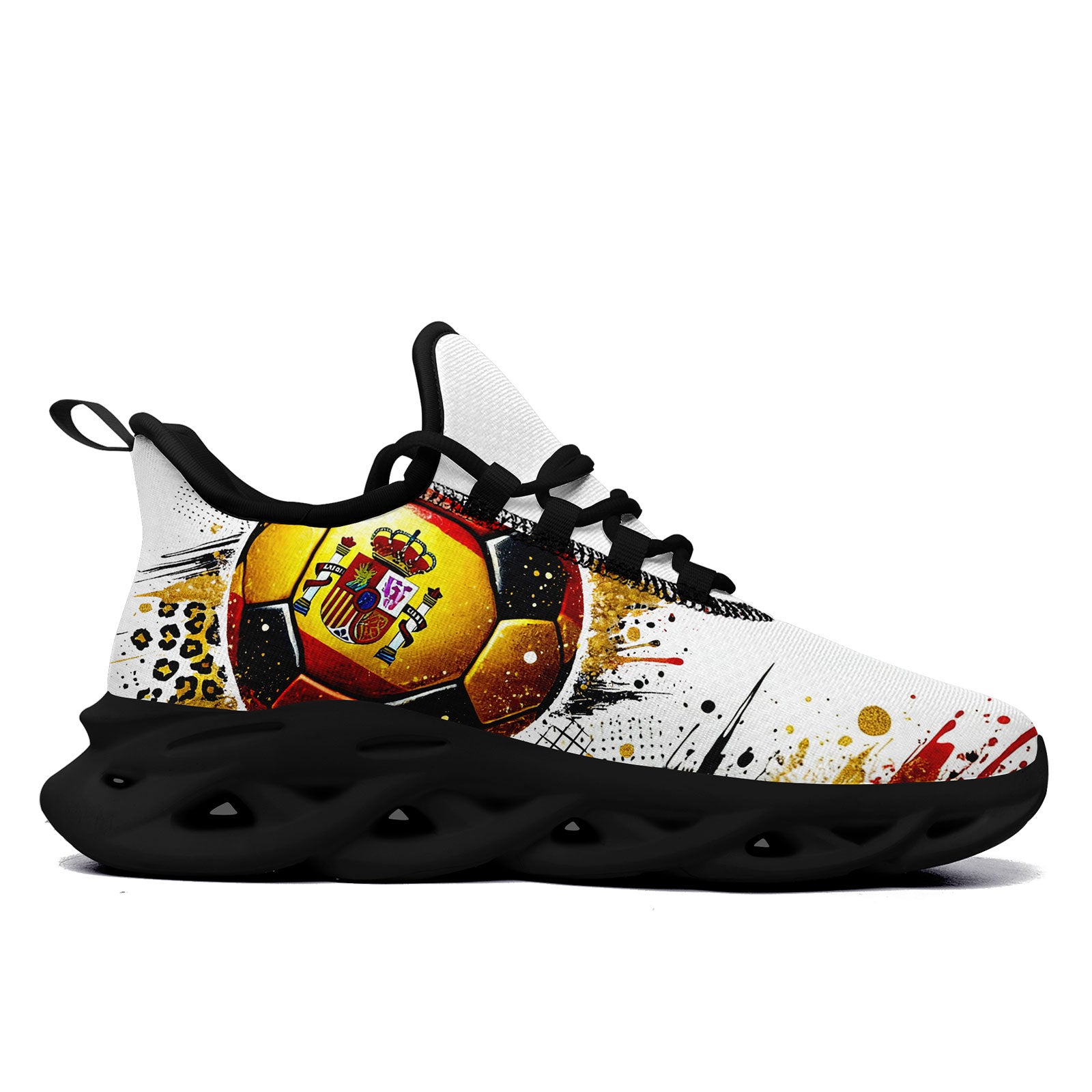 Custom Spain 2026 World Cup Sneakers DIY Country Flag Running Shoes Lightweight Sport Shoes Gift for Football Fans Personalized Team Name and Logo FN003-F025036-4