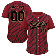 Custom Burgundy Black Zebra Pattern Personalized Authentic Baseball Jersey BSBJ01-D020201-10