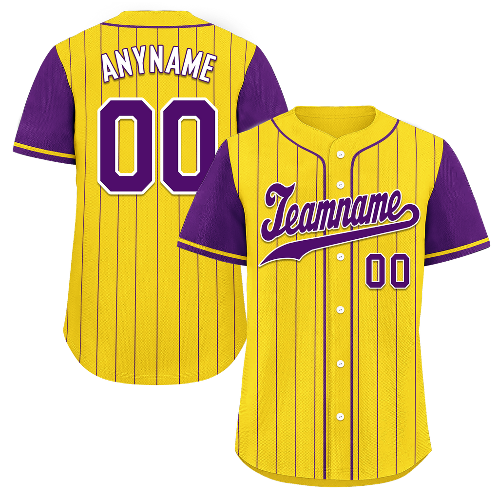 Custom Gold Purple Stripe Fashion Personalized Authentic Baseball Jersey BSBJ01-D017219