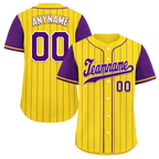 Custom Gold Purple Stripe Fashion Personalized Authentic Baseball Jersey BSBJ01-D017219
