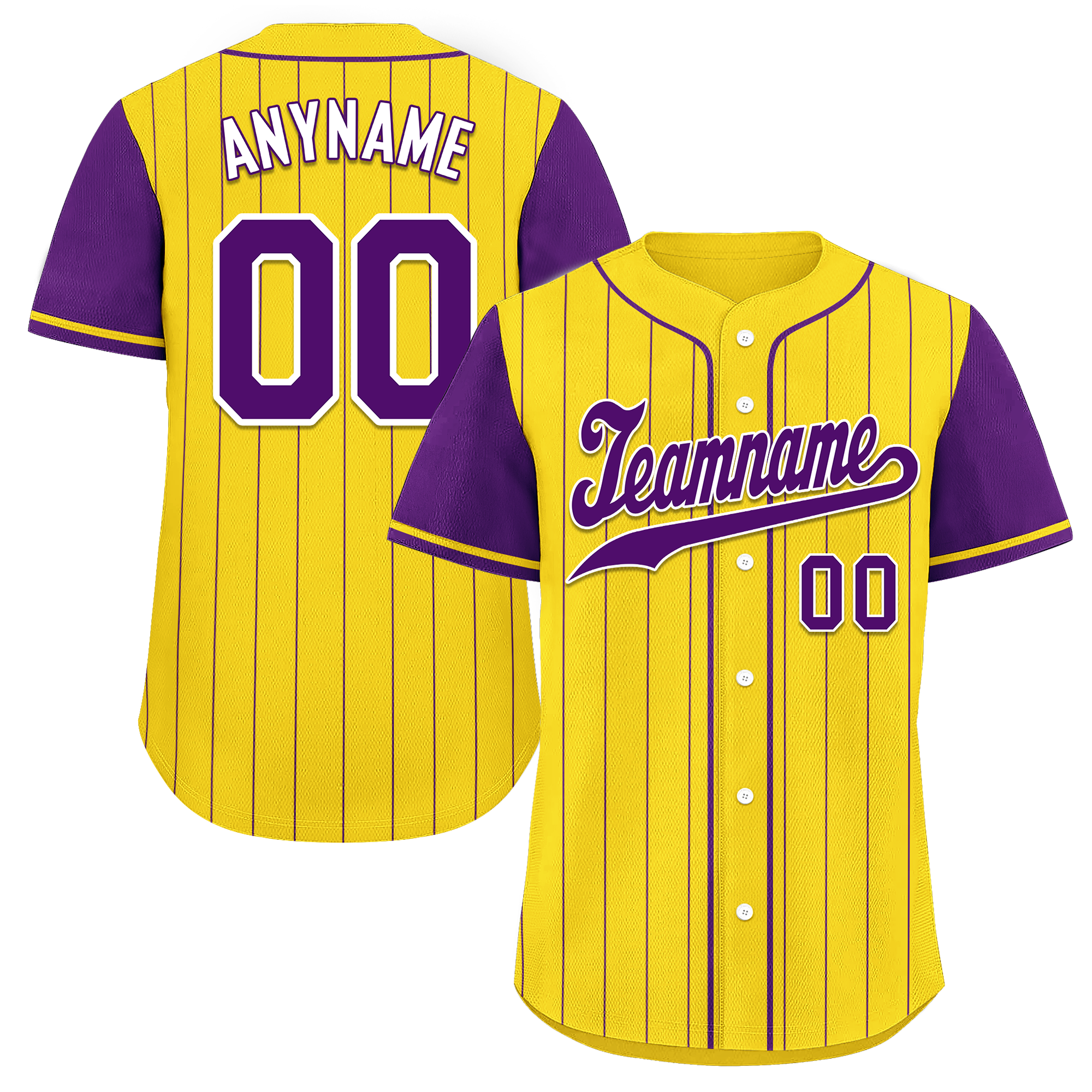 Custom Gold Purple Stripe Fashion Personalized Authentic Baseball Jersey BSBJ01-D017219