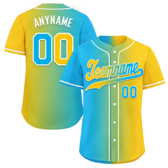 Custom Blue Yellow Gradient Fashion Personalized Authentic Baseball Jersey BSBJ01-D0a709b