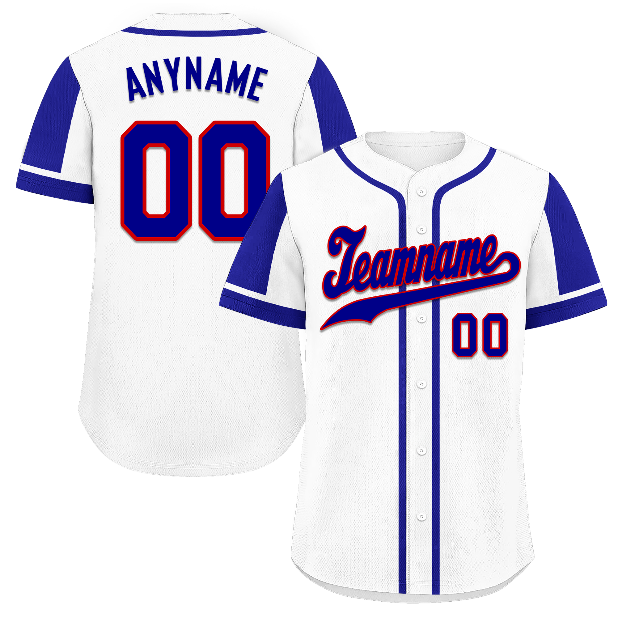Custom White Blue Raglan Sleeves Personalized Authentic Baseball Jersey BSBJ01-D017168