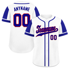 Custom White Blue Raglan Sleeves Personalized Authentic Baseball Jersey BSBJ01-D017168