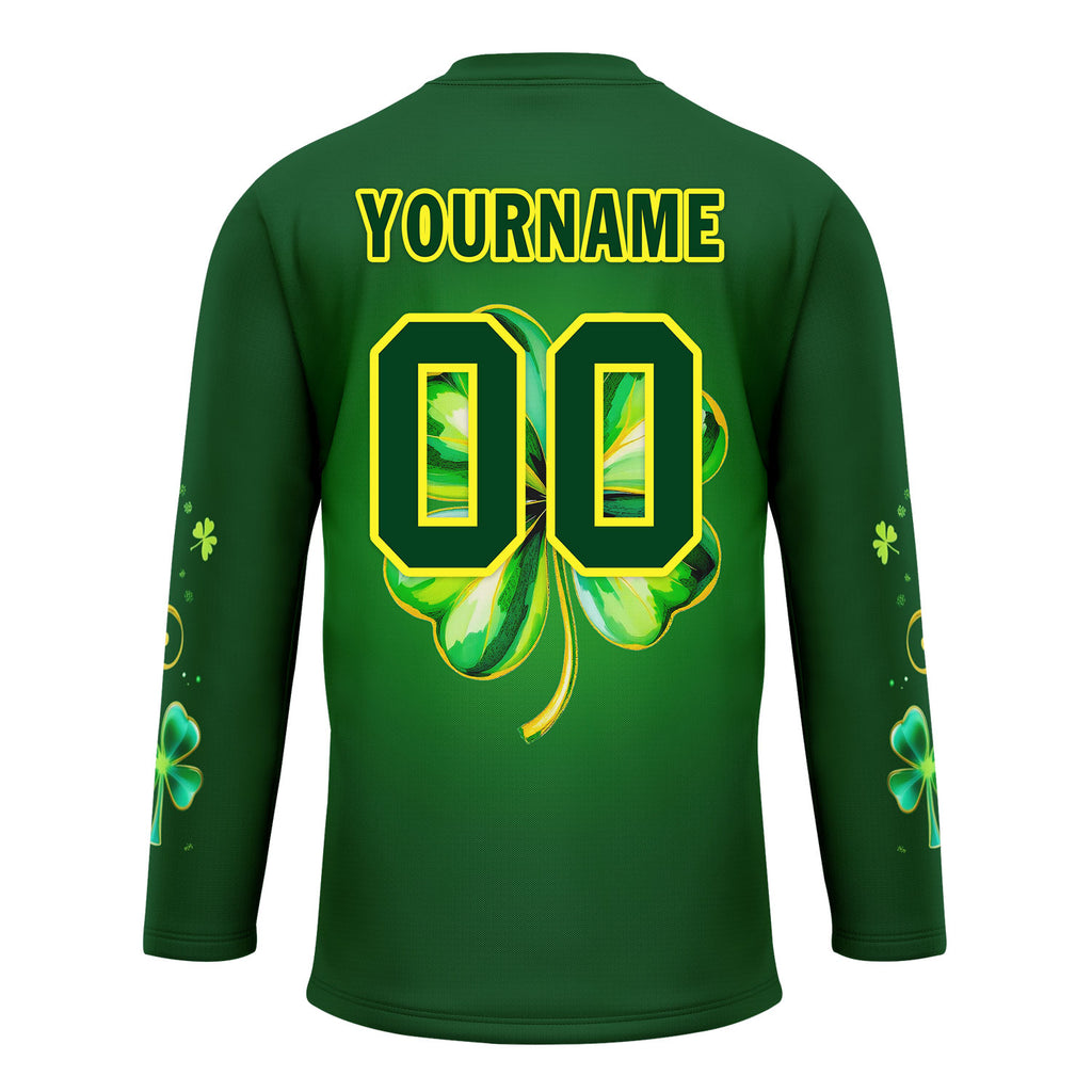 Custom Four-leaf clover Personalized Hockey Jersey HCKJ01-E0615-3
