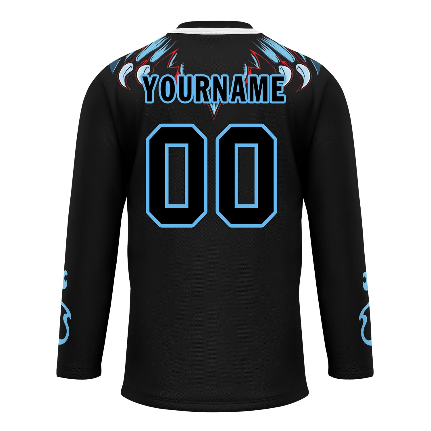 Custom Black Light Blue Gothic Personalized Hockey Jersey HCKJ01-E0601-10