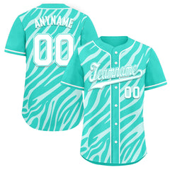 Custom Turquoise White Zebra Pattern Personalized Authentic Baseball Jersey BSBJ01-D020201-11