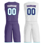 Custom Purple White Classic Style Reversible Basketball Uniform Personalized COOLMAX BBJR-D017014
