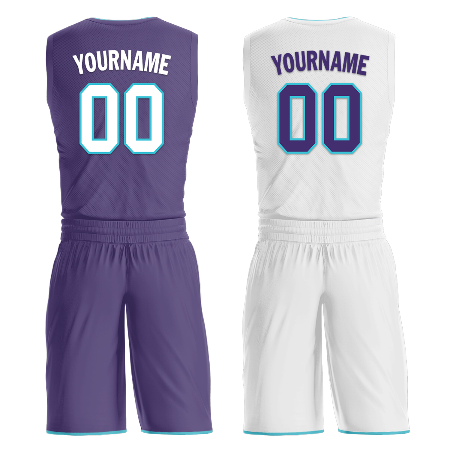 Custom Purple White Classic Style Reversible Basketball Uniform Personalized COOLMAX BBJR-D017014