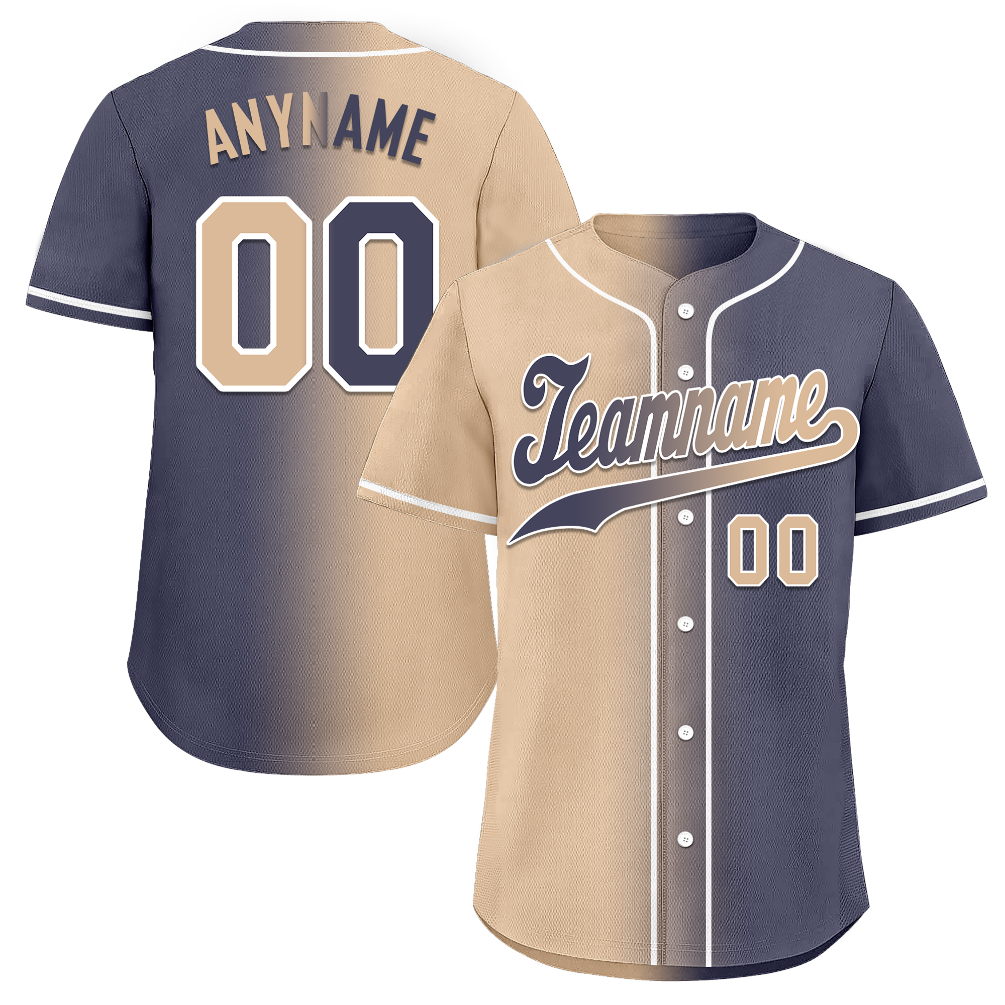 Custom Beige Blue Gradient Fashion Personalized Authentic Baseball Jersey BSBJ01-D0a7080