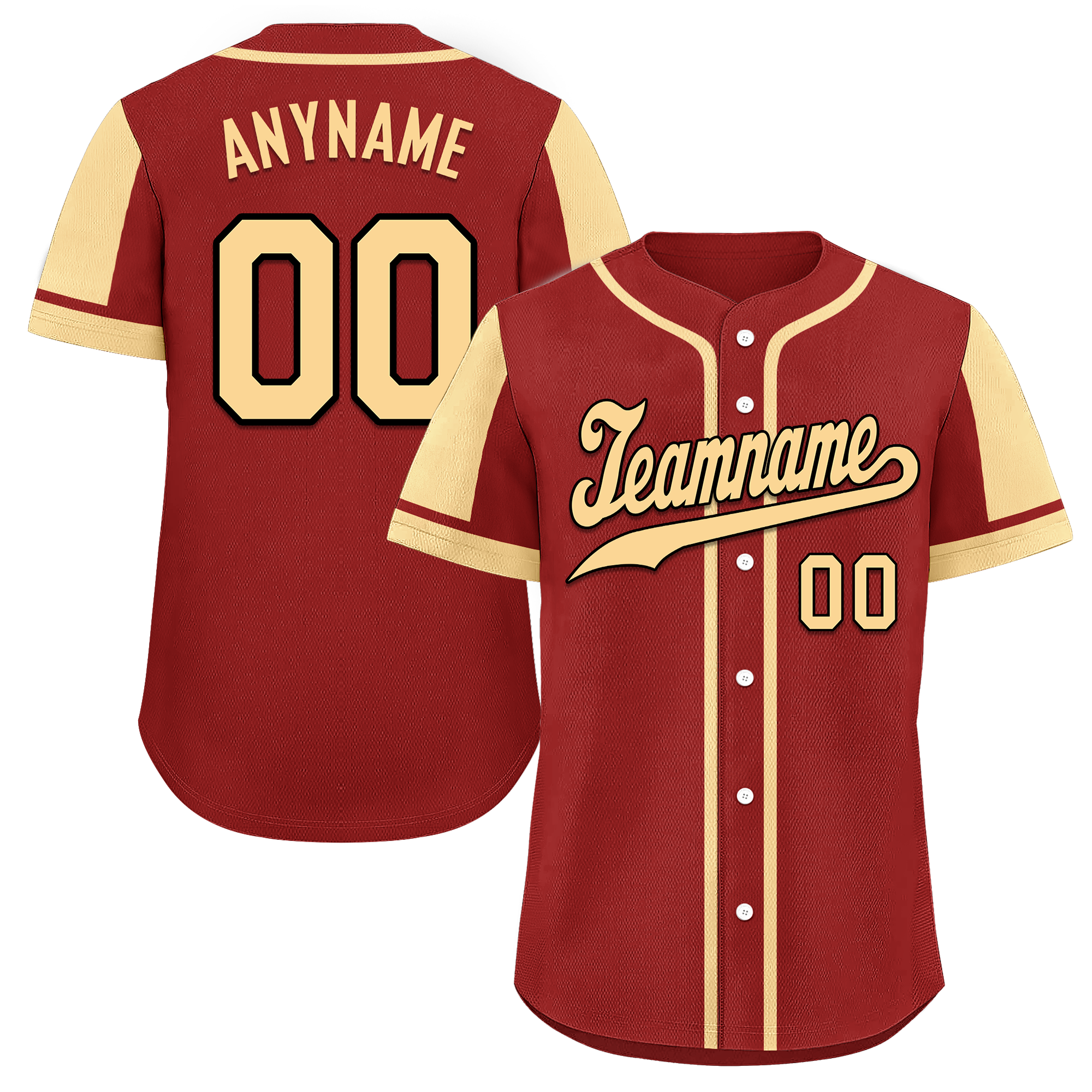 Custom Red Yellow Raglan Sleeves Personalized Authentic Baseball Jersey BSBJ01-D017195