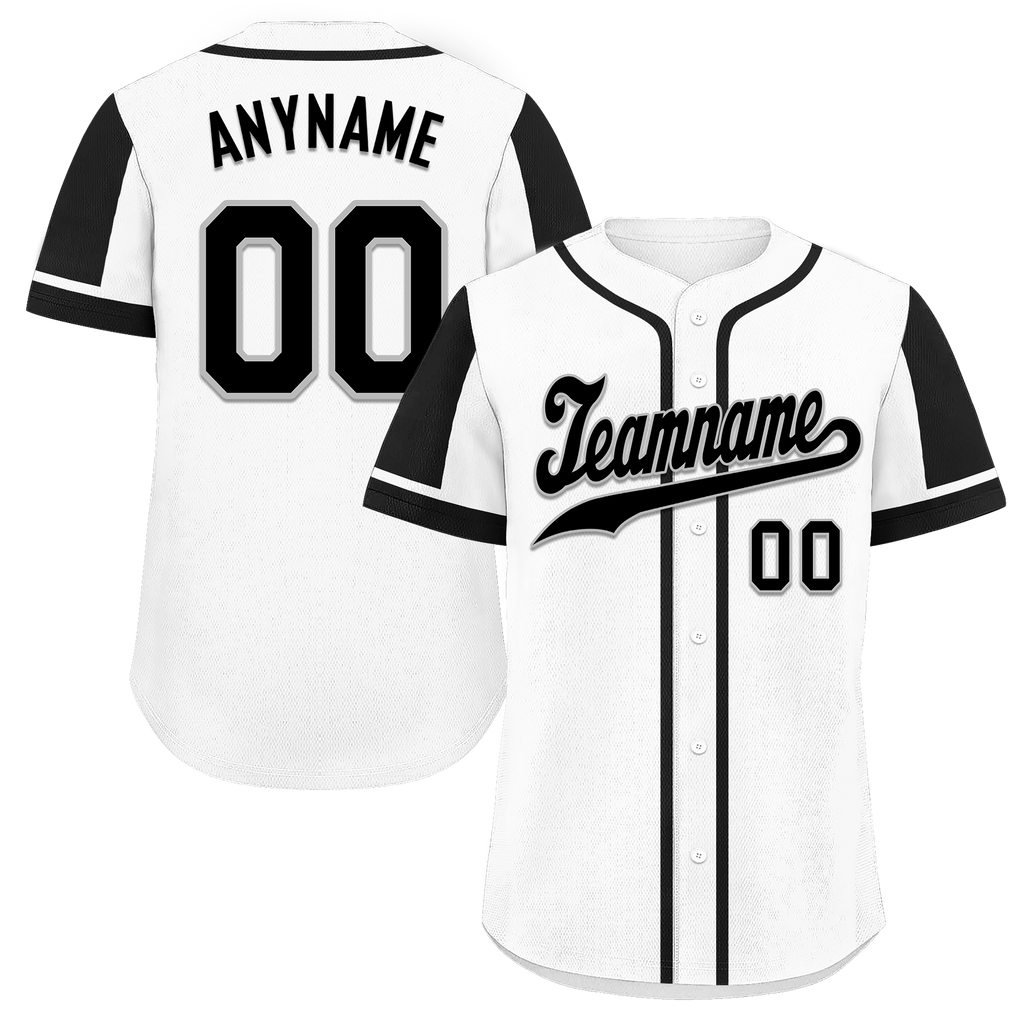 Custom White Black Raglan Sleeves Personalized Authentic Baseball Jersey BSBJ01-D017161