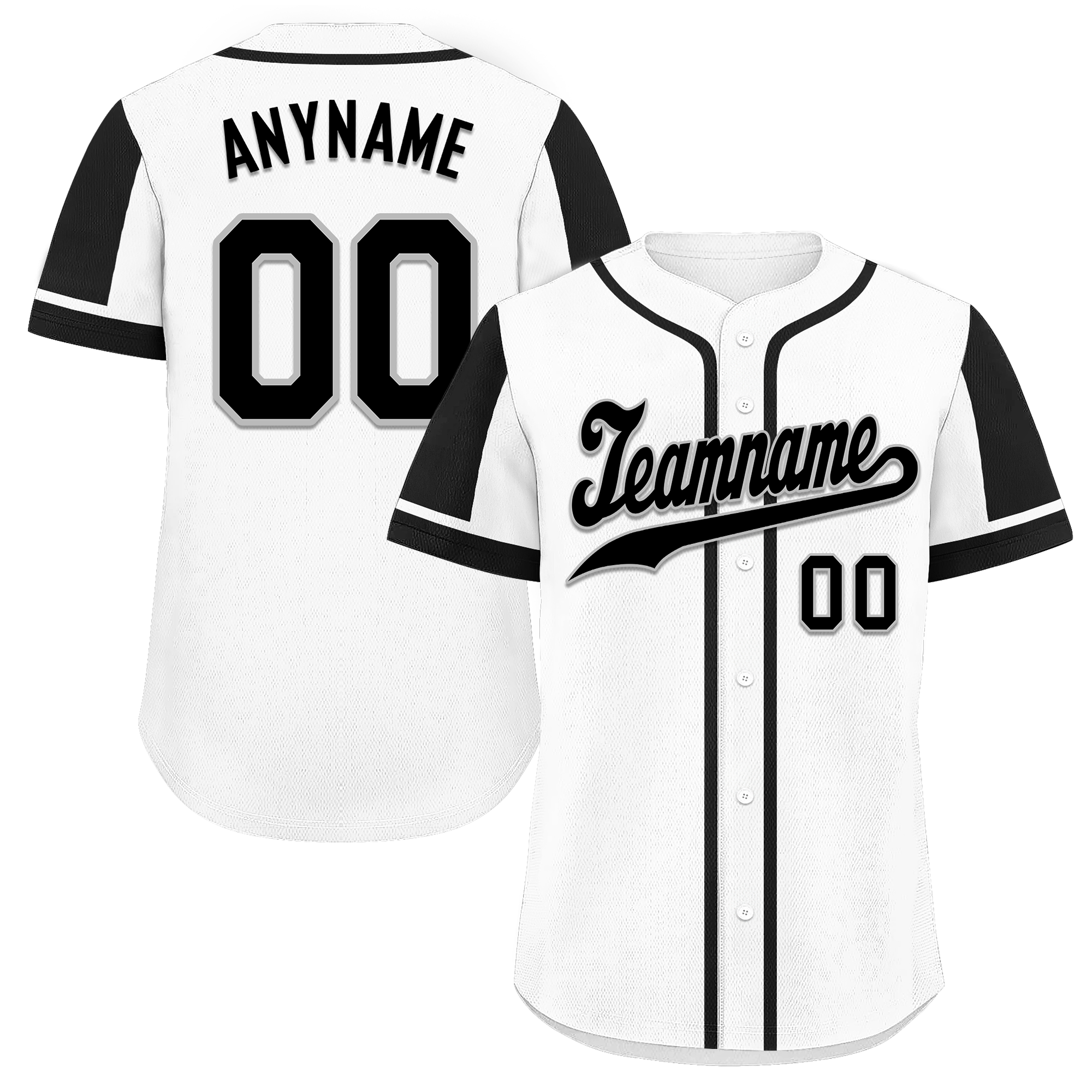 Custom White Black Raglan Sleeves Personalized Authentic Baseball Jersey BSBJ01-D017161