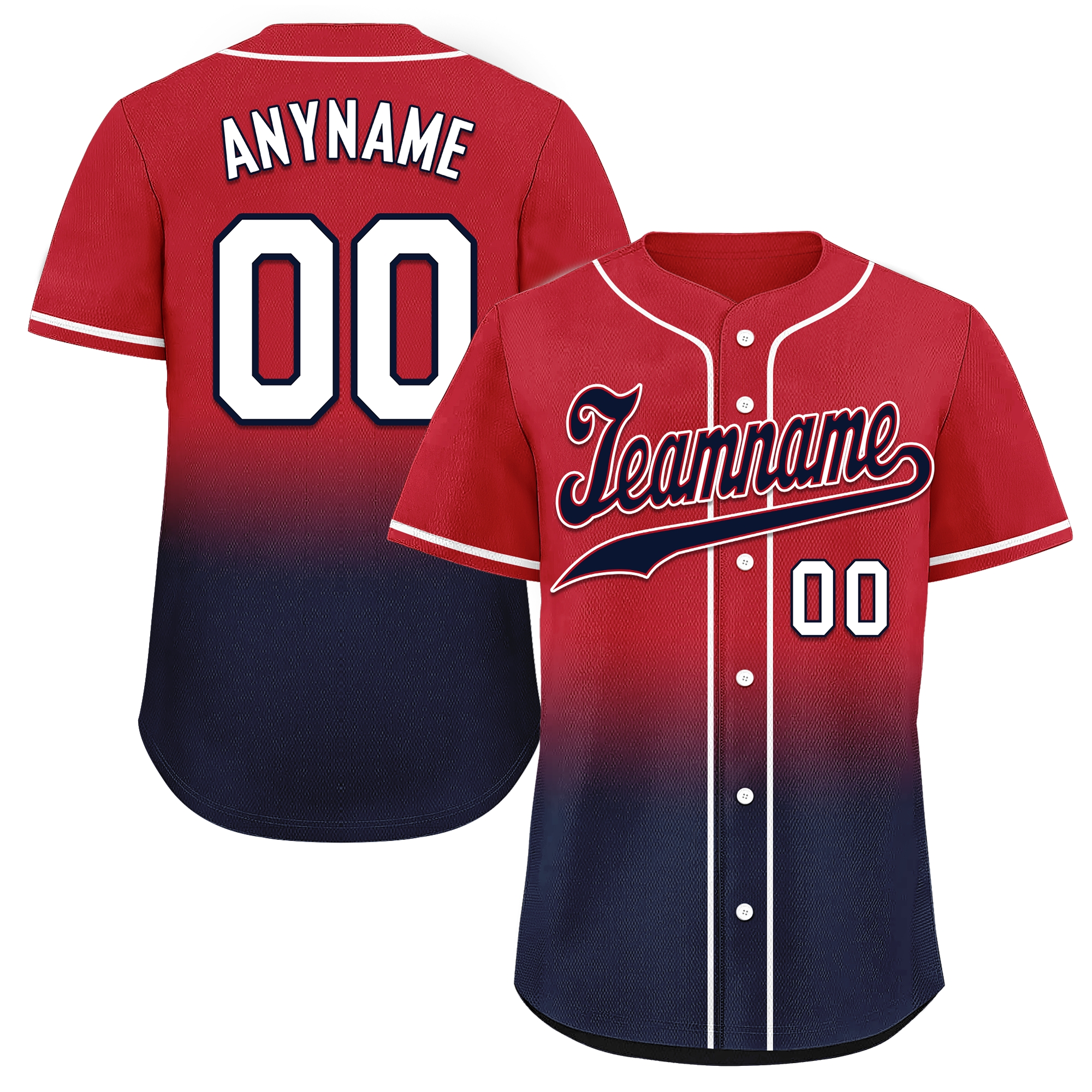 Custom Red Blue Fade Fashion Personalized Authentic Baseball Jersey BSBJ01-D0a70bc