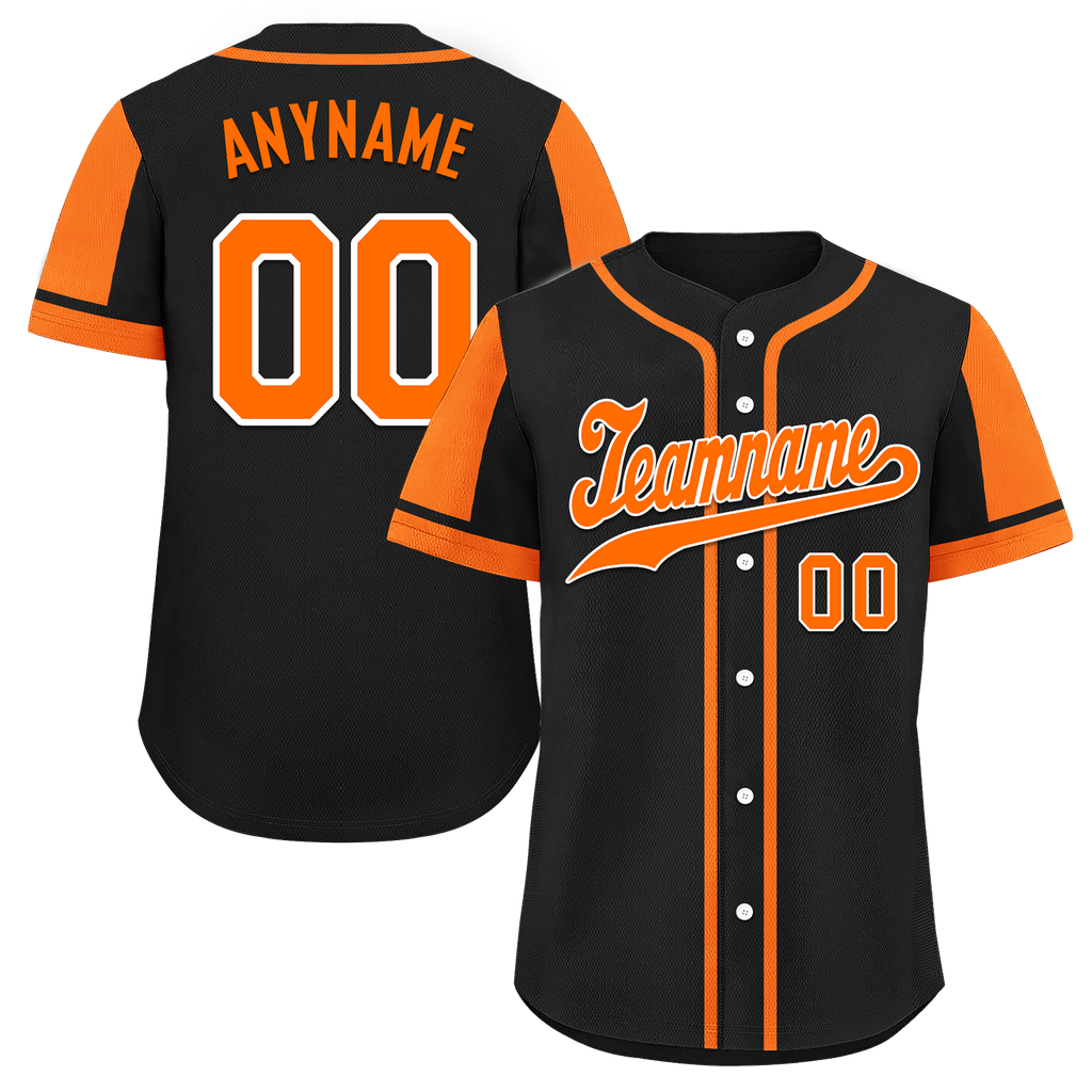 Custom Black Orange Raglan Sleeves Personalized Authentic Baseball Jersey BSBJ01-D017170