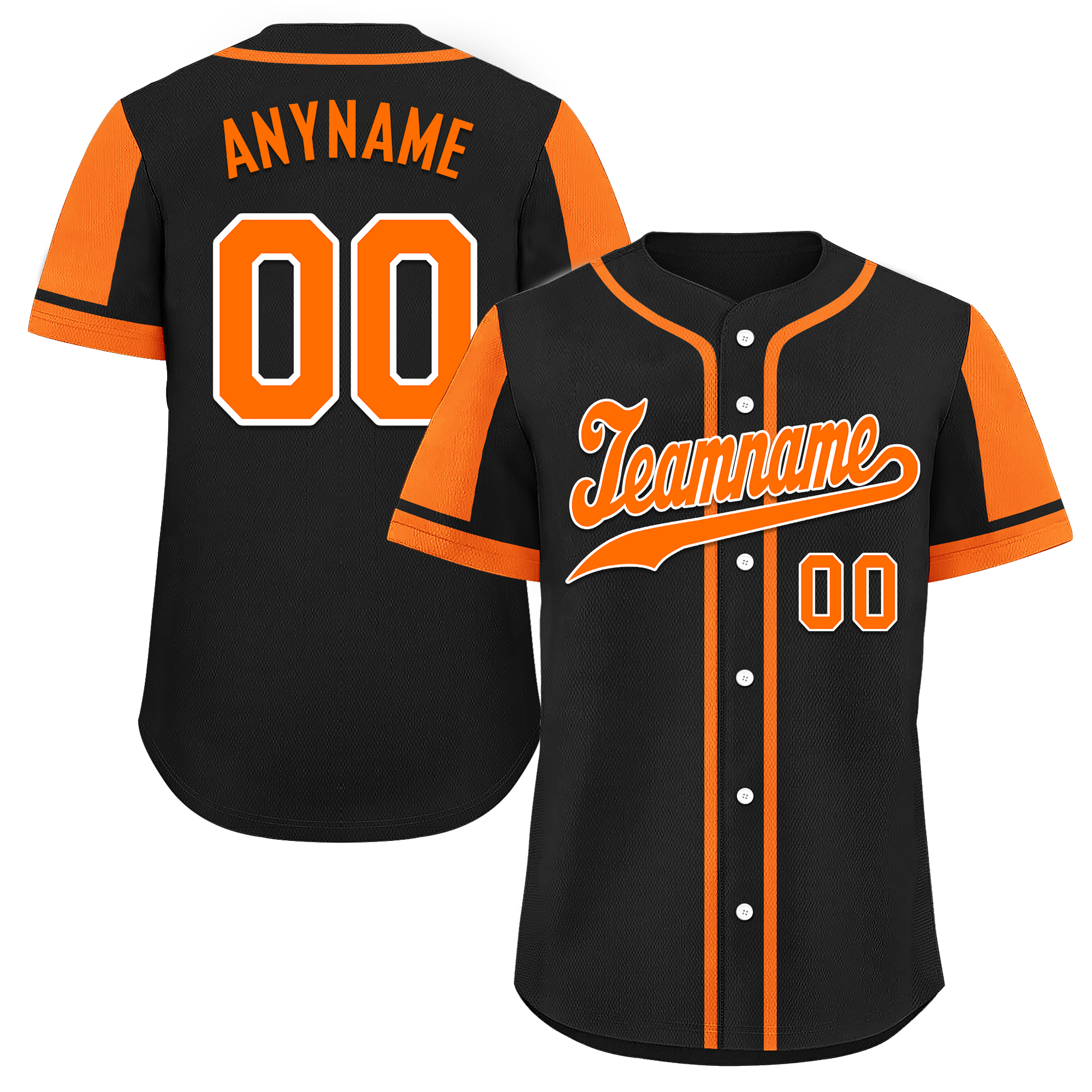 Custom Black Orange Raglan Sleeves Personalized Authentic Baseball Jersey BSBJ01-D017170