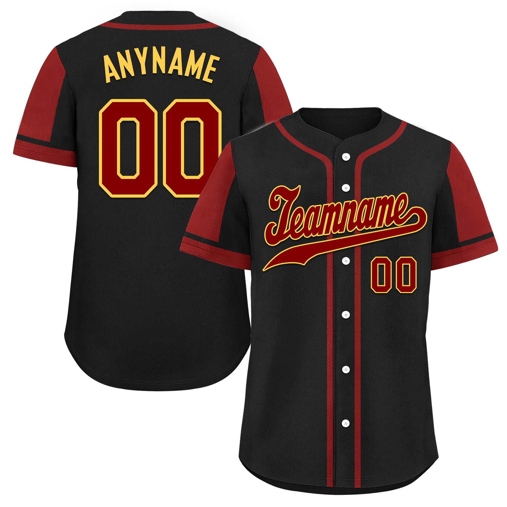 Custom Black Red Raglan Sleeves Personalized Authentic Baseball Jersey BSBJ01-D017176