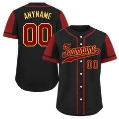 Custom Black Red Raglan Sleeves Personalized Authentic Baseball Jersey BSBJ01-D017176