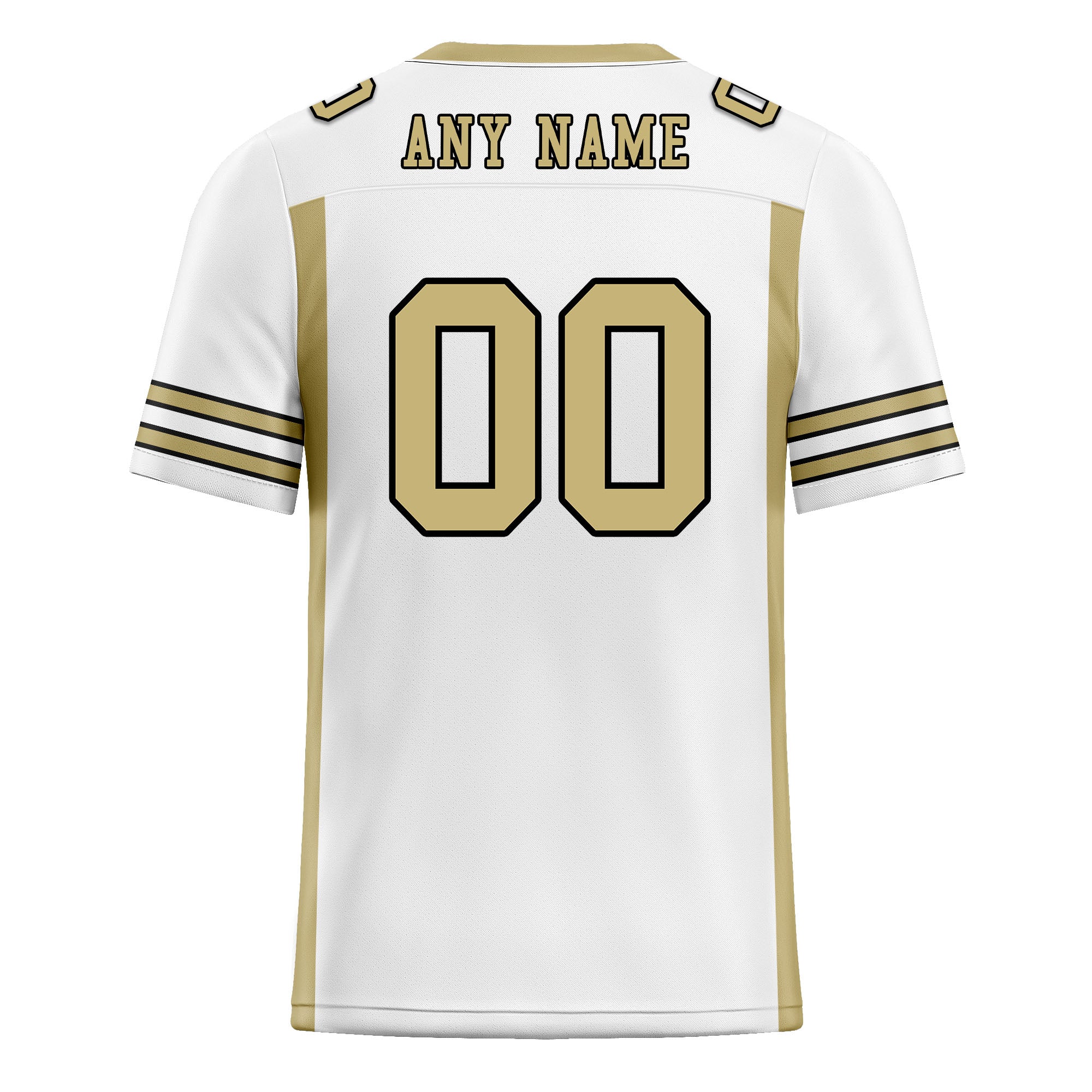 Custom White Gold Striped Sleeves Personalized Authentic Football Jersey FBJ02-D06069