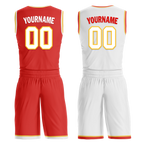 Custom Red White Classic Style Reversible Basketball Uniform Personalized COOLMAX BBJR-D017027