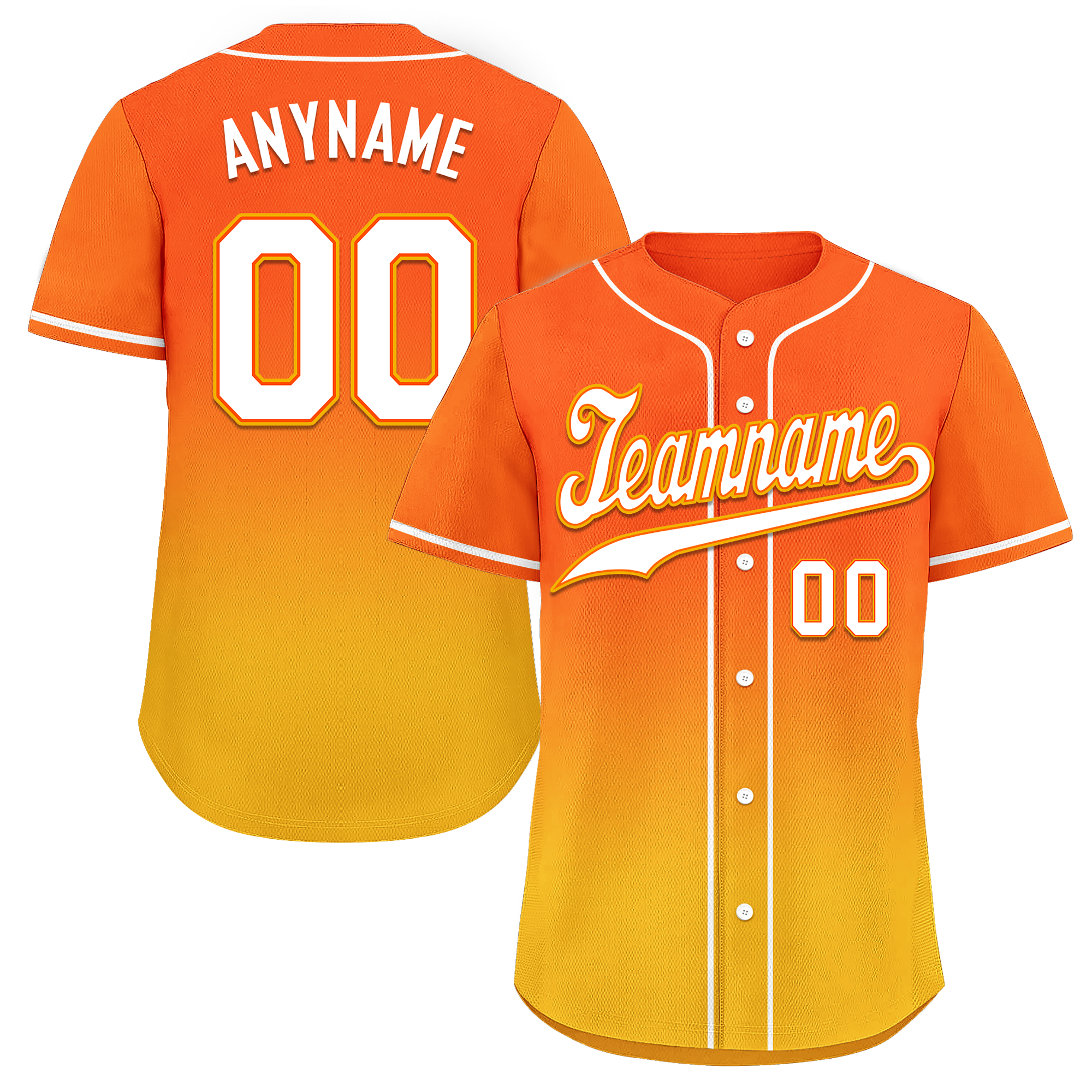 Custom Yellow Orange Fade Fashion Personalized Authentic Baseball Jersey BSBJ01-D0a70c8